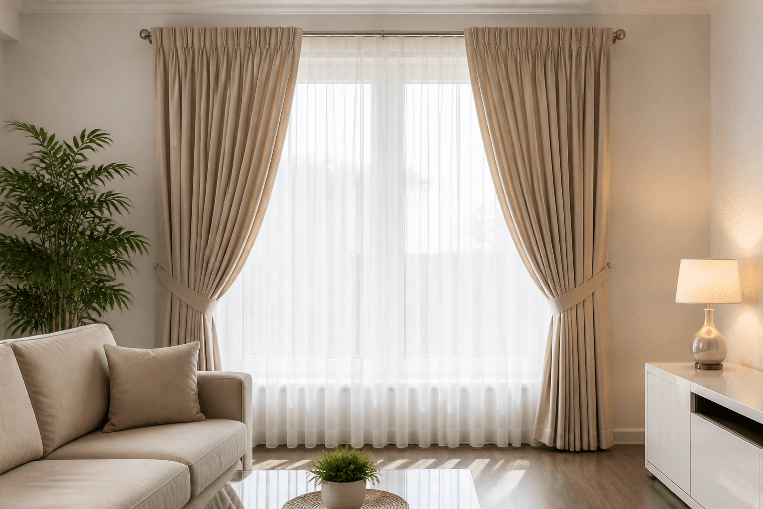 ตัวอย่างการใช้งานในห้องนั่งเล่น — ซักผ้าม่าน