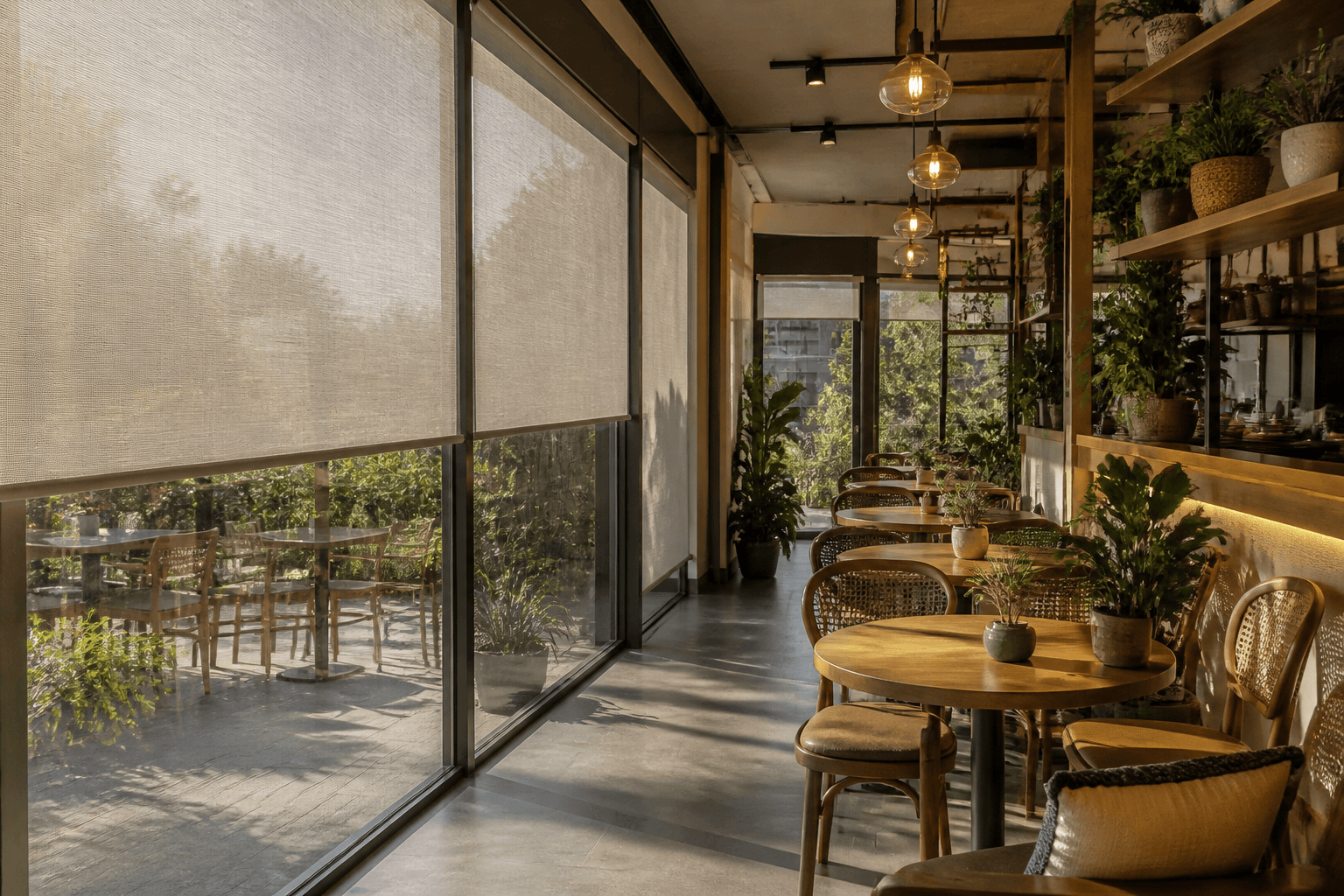 สไตล์คาเฟ่และร้านค้า — ม่านพิมพ์ลาย